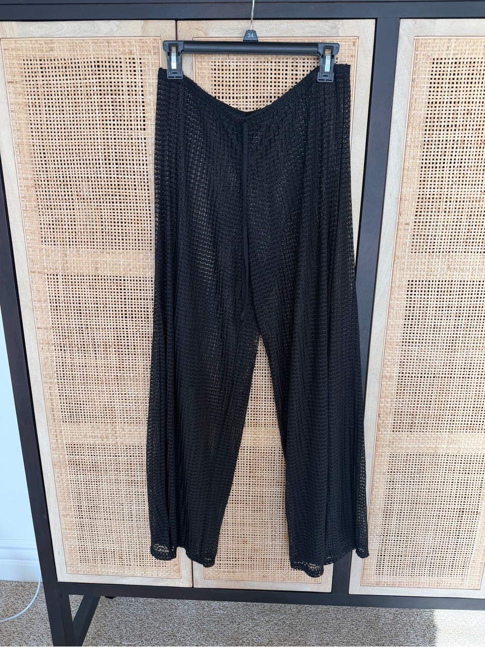 Jordan Taylor Black Crochet Wide-Leg Pants